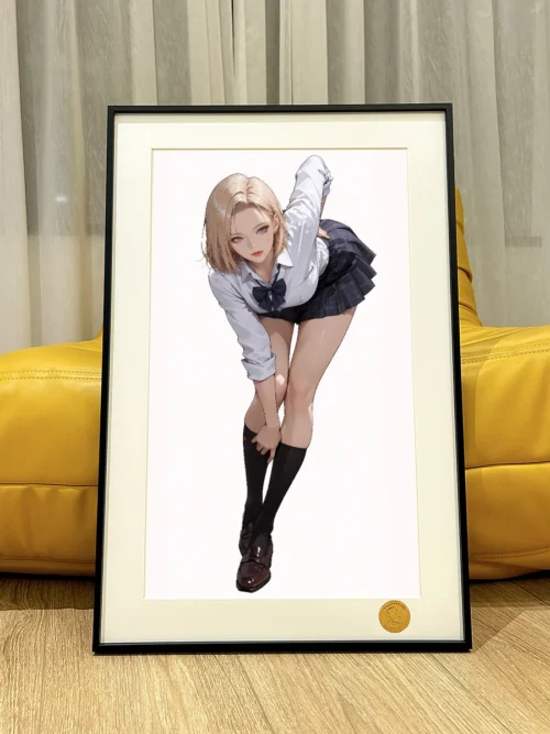 "Stunning Android 18 Lazuli Giclée Art Print, a limited edition Dragon Ball Z collectible by Xingkong Studio, with a vibrant, dynamic pose and cosmic