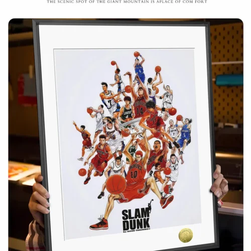 "Limited edition Slam Dunk Art Print by Huang Gua Studio. Vibrant, dynamic basketball action, iconic characters. Premium numbered decorative painting."