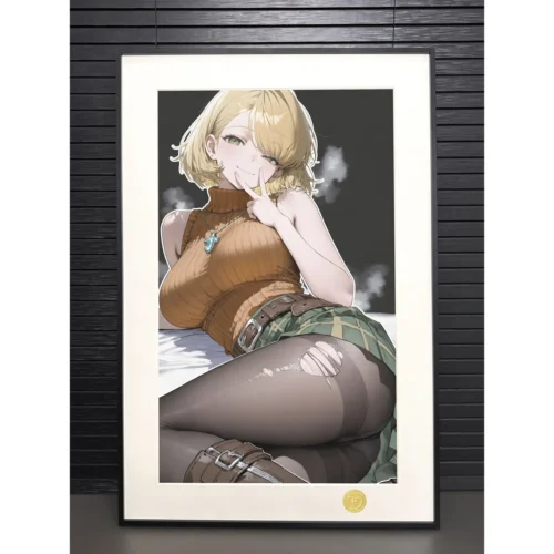 Limited Edition Ashley Graham Resident Evil 4 Framed Art Print gallery, showcasing stylized depiction, premium black aluminum frame, and fine detail.