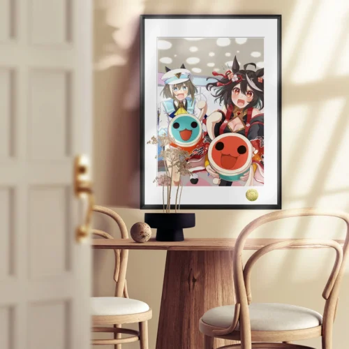 Exclusive hand-numbered Uma Musume Kitasan Black & Cheval Grand painting. Gallery shows vibrant artistic details and dynamic energy.