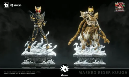"Dynamic main image of the Limited Edition Ultimate Kuuga & Daguba Kamen Rider resin statue, capturing their epic light vs. darkness battle."