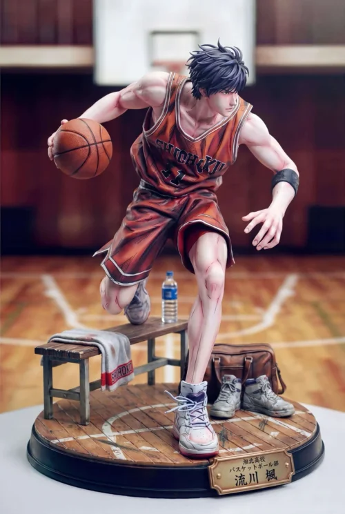 "Dynamic 1/6 & 1/4 Rukawa Kaede Slam Dunk GK resin statue by Feiren She Studio, displaying premium details and action from various angles."