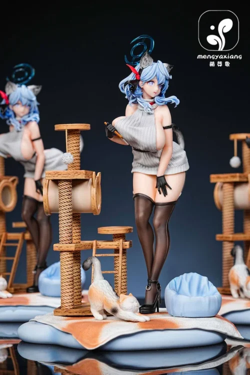 "Limited edition 1/6 Ako Amao Blue Archive premium figure statue by Meng Ya Xiang Studio, showcasing her elegant pose and detailed custom base."