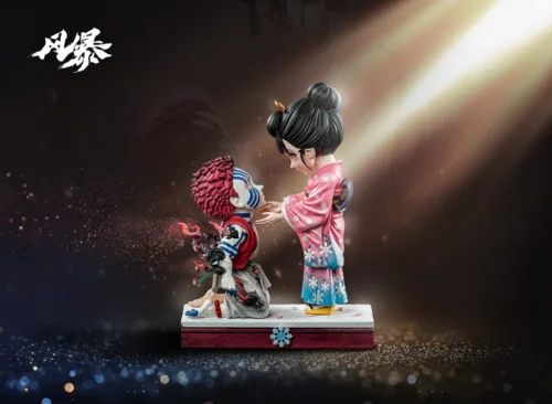 "Premium Demon Slayer Akaza & Koyuki WCF statue by Storm Studio, capturing their tender and poignant intimate moment in charming detail."