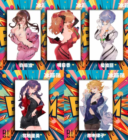 "A unique Baroque-style Evangelion art print showcasing stylized, closed-eyes characters from Neon Genesis Evangelion, perfect."