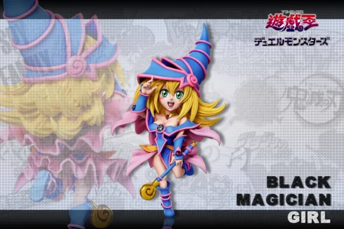 "Playful and cute Dark Magician Girl chibi figure from Yu-Gi-Oh!, captured in a dynamic pose with vibrant magical energy, perfect for display."