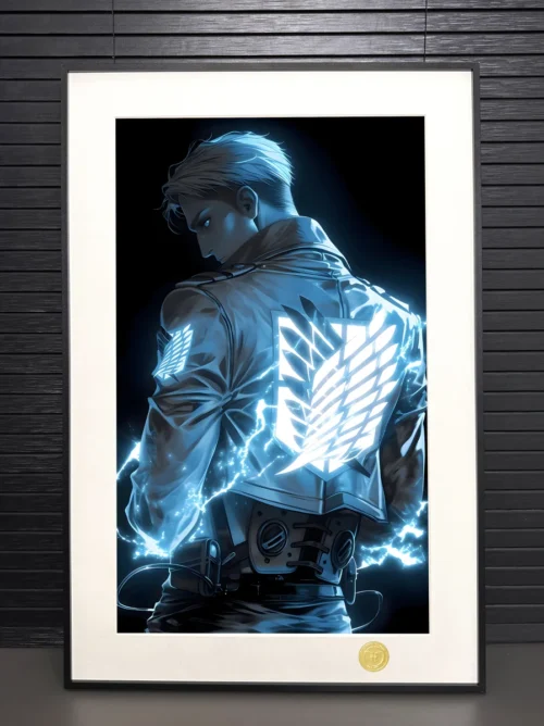 Limited Edition Attack on Titan Erwin Smith painting. This premium art print captures his heroic, determined gaze, showcasing intricate anime details.