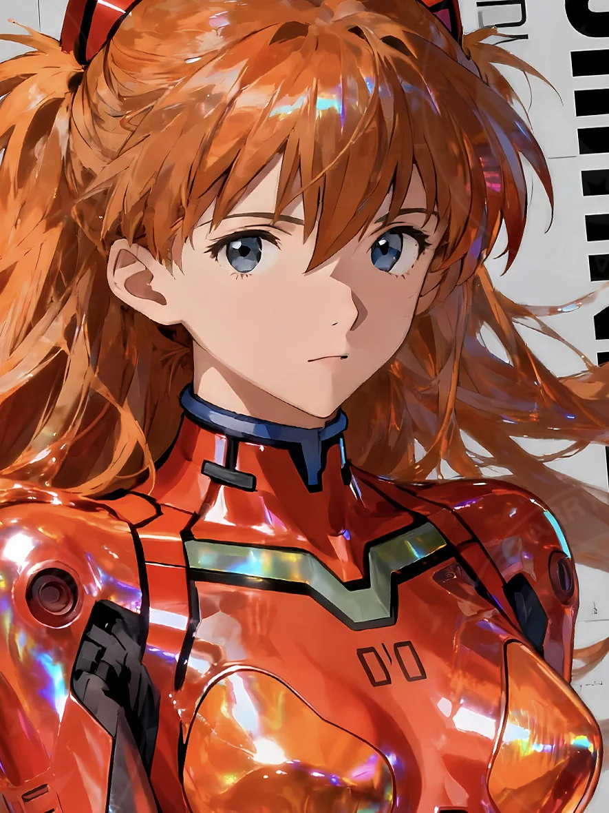 "Detailed views of the premium limited edition Evangelion Asuka decorative painting, showcasing vibrant cosmic art, frame, and hand-numbered authentic."