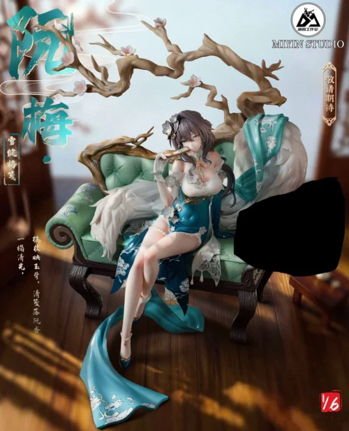 "Stunning main image of the 1/6 Ruan Mei Honkai: Star Rail resin figure, capturing her elegant winter bloom aesthetic and ethereal presence."