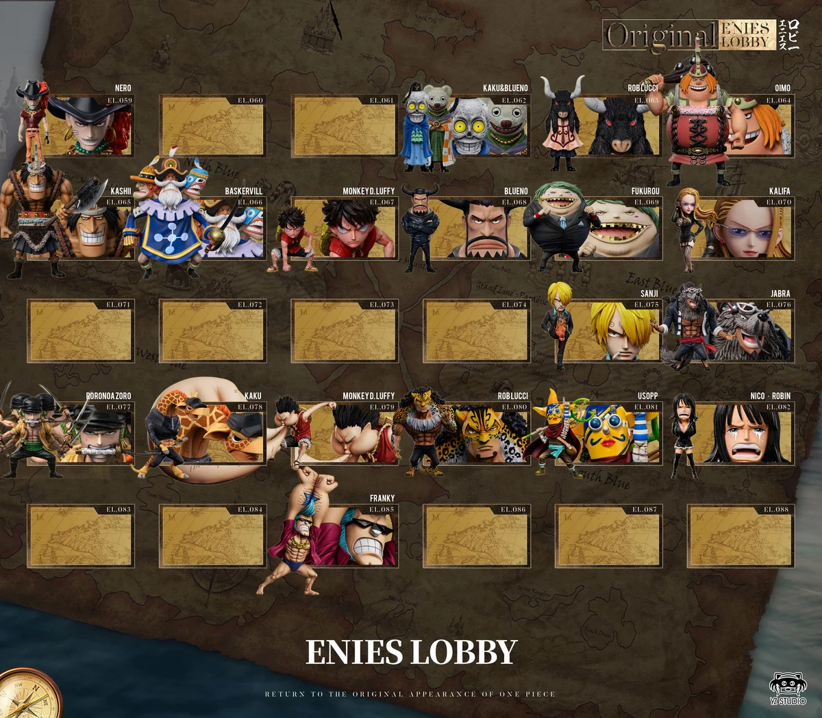 Iconic YZ Studios Franky First Appearance One Piece statue. Details show vibrant Hawaiian shirt, speedo, and dynamic pose. Premium Franky figure.