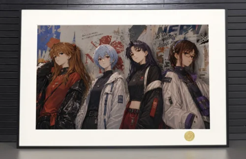 "Limited Edition Graffiti Evangelion Art Print, showcasing vibrant urban street art details and iconic Neon Genesis Evangelion characters."