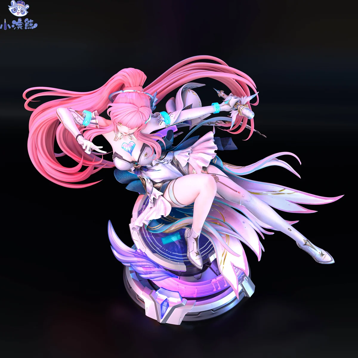 "Limited Edition 1/6 Aimisi Original Resin GK Statue. High-detail ethereal female, pink hair, dynamic pose, ornate base. All angles. Premium fantasy."