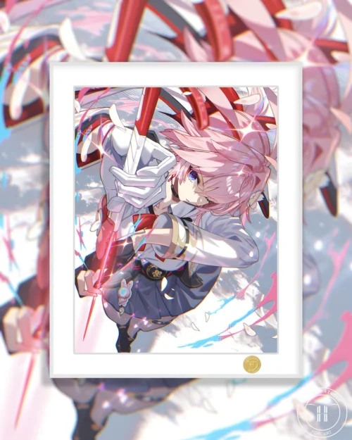 "Dynamic Fei Ying from Honkai: Star Rail showcased in a premium, limited edition decorative painting, elegantly framed to highlight the vibrant."