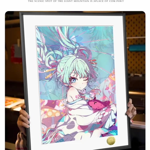"Vibrant, limited edition Hatsune Miku Miku Yachiyo Cosplay Decorative Painting. Hand-numbered anime art print with elegant framing."