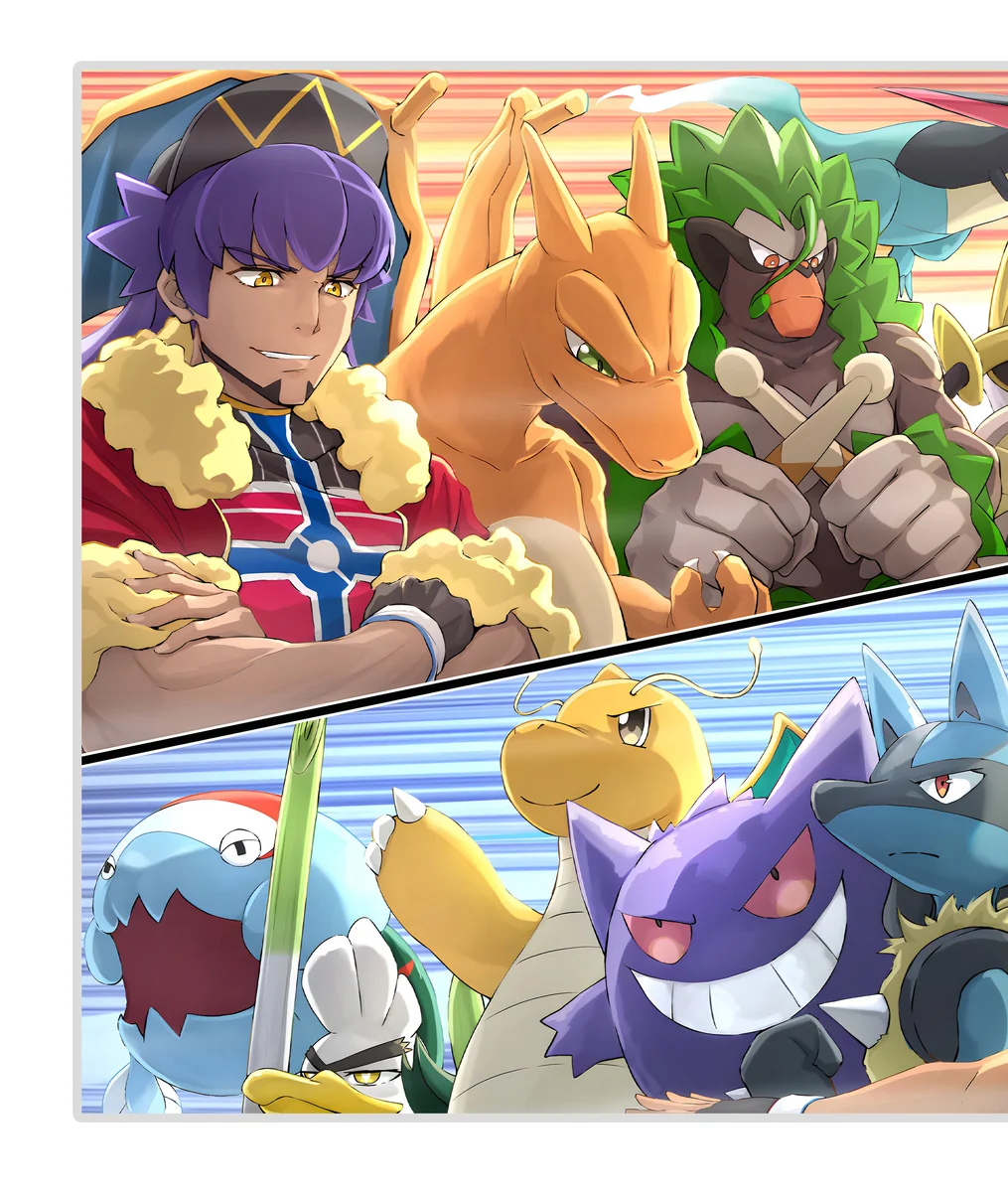 "Premium Ash vs. Leon Pokemon Art Print, showcasing vibrant details of the climactic battle. "