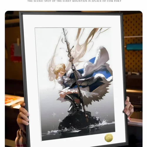 "Limited edition Saber Fate/Stay Night decorative painting, showcasing the noble depiction of Saber's iconic armor, elegant brushstrokes."