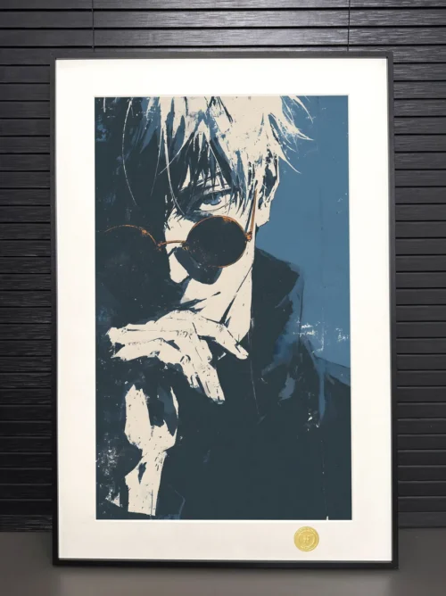 An exclusive Hong Kong Style Jujutsu Kaisen art print, revealing dynamic, gritty details of Gojo Satoru.