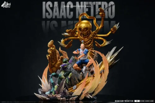 "Dynamic 1/6 scale Hunter x Hunter statue showing Meruem vs Netero from multiple angles, highlighting intricate battle details and premium sculpting."