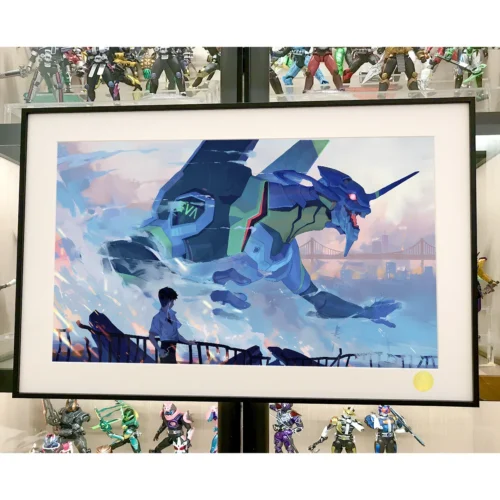 "Views of the Mist Unit-01 Evangelion art print, showcasing its dynamic Unit-01 amid cosmic mist and stars. A hand-numbered, limited edition fine art."