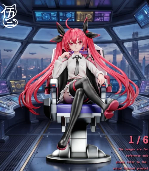 "Dynamic 1/6 Wushisan Studio Itsuka Kotori statue from Date A Live, showcasing her in an iconic Commander uniform with a confident pose and premium PU."