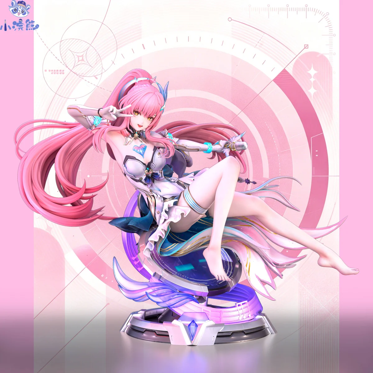 "High-detail views of limited edition 1/6 Aimisi fantasy resin GK statue, showcasing ethereal pink hair, dynamic pose, and ornate base."