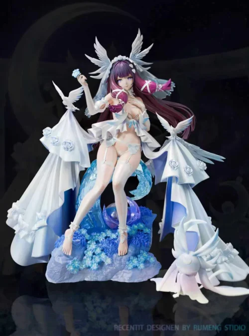 "RuMeng Studio 1/6 Wedding Girl Columbina resin statue, showcasing exquisite ethereal gown, delicate accessories, and premium craftsmanship."