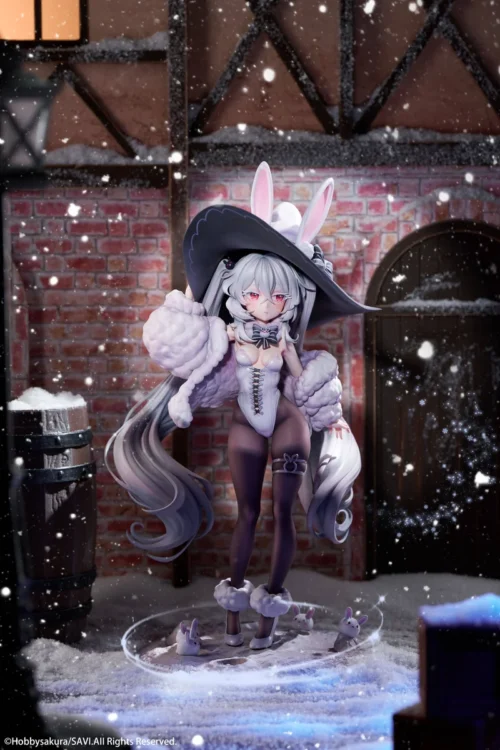 "Authentic 1/6 Moon Rabbit: Marshmallow Statue by Hobby Sakura Studio. High-detail fantasy figure, ethereal pastel hues, soft textures."