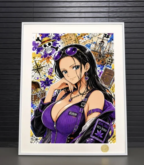 "Detailed gallery view of the Limited Edition Nico Robin Art Print, a premium One Piece decorative painting by H-TWO Studio, showcasing elegant artwork."