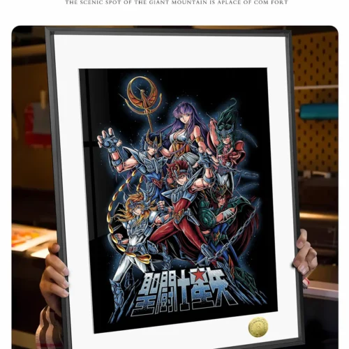 "Detailed views of the vibrant, hand-numbered Saint Seiya Print by Huang Gua Studio, showcasing its intricate, limited edition artistry."