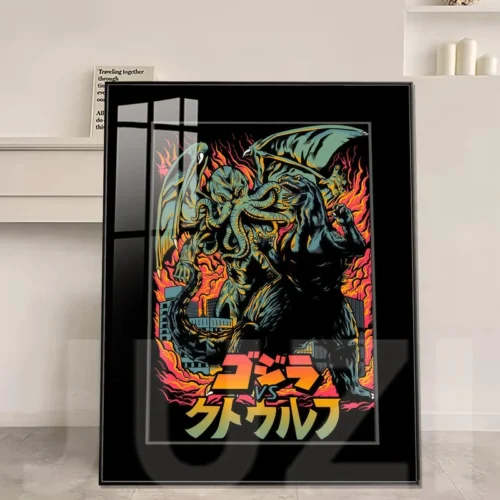 Godzilla vs. Cthulhu Decorative Painting - Godzilla - JuZi Studio - Image 1
