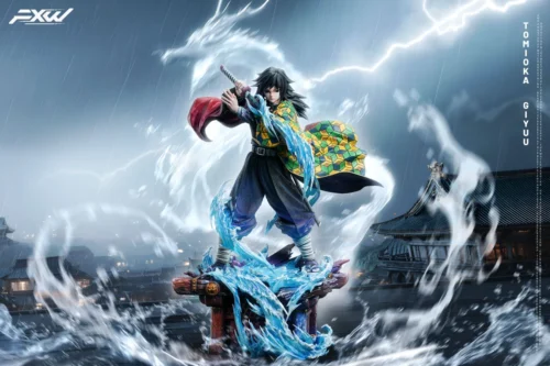 "Limited Edition 1/6 Giyu Tomioka Demon Slayer statue. Dynamic LED water breathing effects and luminous base showcase his iconic pose."