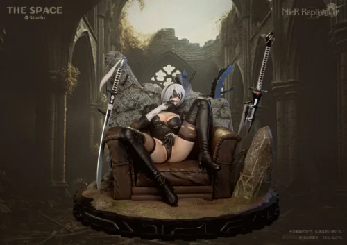 "Limited Edition NieR Automata 2B collector's statue showcasing her elegant, dynamic pose, iconic outfit, and intricate details."