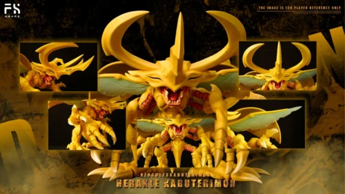 "Exclusive, limited HerculesKabuterimon Digimon statue. Premium Feng Hen Studio figure shows powerful Ultimate Digimon's dynamic, intricate insectoid."