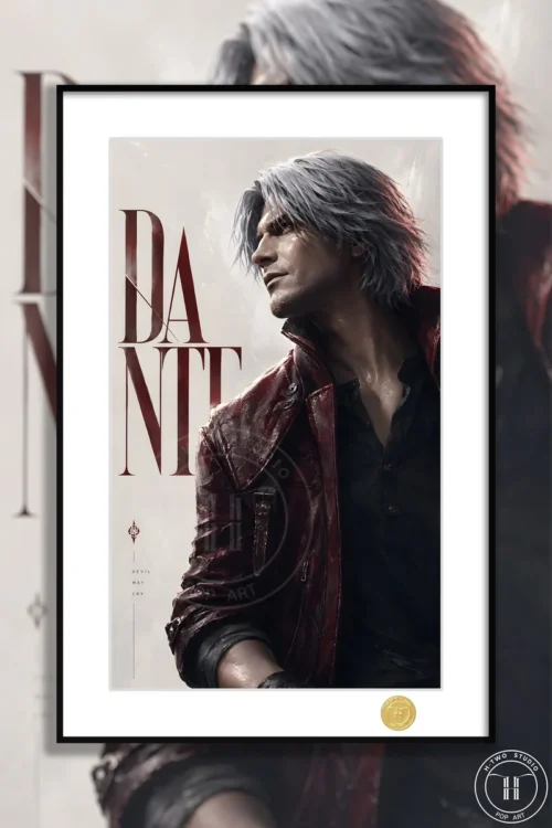 "Limited Edition Devil May Cry Dante decorative painting, a premium framed art print featuring dynamic, high-contrast artwork of the iconic character."