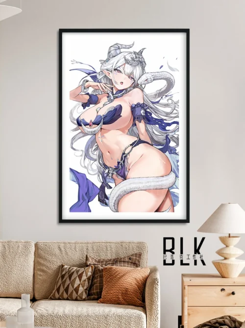 "Baroque Style Mahjong Soul Snake no Rio decorative painting, featuring exquisite character art. A gallery view highlights intricate details."
