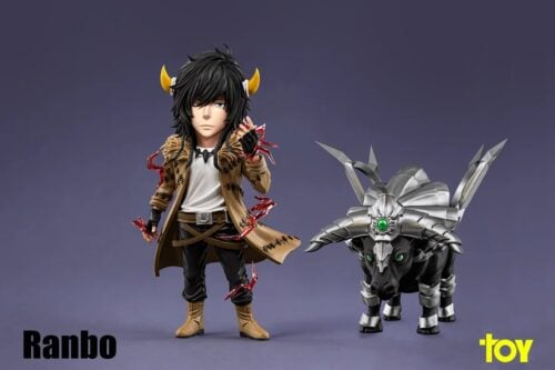 "Limited edition WCF scale Katekyo Hitman Reborn figure showcasing a dynamic 20 Years Later Lambo alongside his iconic Thunder Cow statue."