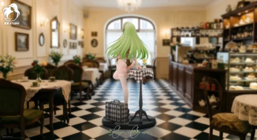 "Exquisite 1/6 scale Jimei Studio Maid CC Code Geass resin statue. Dynamic pose in elegant maid outfit, showcasing intricate details."