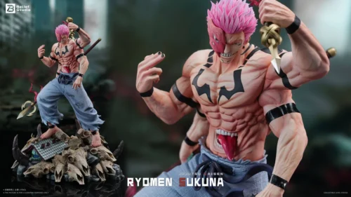 "Dynamic 1/6 Ryomen Sukuna Four-Armed Jujutsu Kaisen statue. See intricate demonic details, premium materials, and powerful pose from every angle."