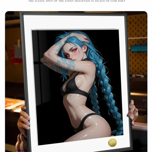 "Jinx Arcane decorative painting: exclusive hand-numbered fan art. Dynamic, vibrant, revealing details and Jinx's rebellious spirit."