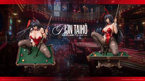 "Azur Lane Taihou Bunny Girl 1/6 scale resin statue by VN Studio. Exquisite details of her alluring pose and playful miniature pool table."