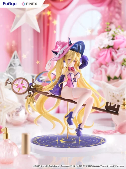 "Stunning official F:NEX 1/7 Mukuro Hoshimiya Witch figure, featuring her exquisite design, intricate magic staff, and dynamic pose on an ethereal base."