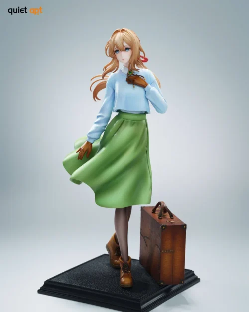 "Exquisite Violet Evergarden resin statue by QuietArt Studio, showing her serene private attire with parasol and detailed autumnal base."