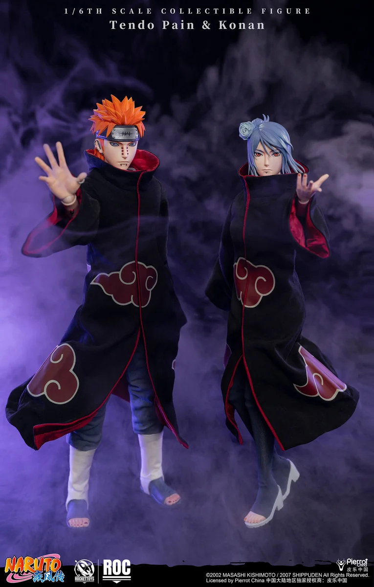 "Premium, officially licensed 1/6 Konan action figure showcasing highly articulated Akatsuki attire and dynamic paper manipulation."