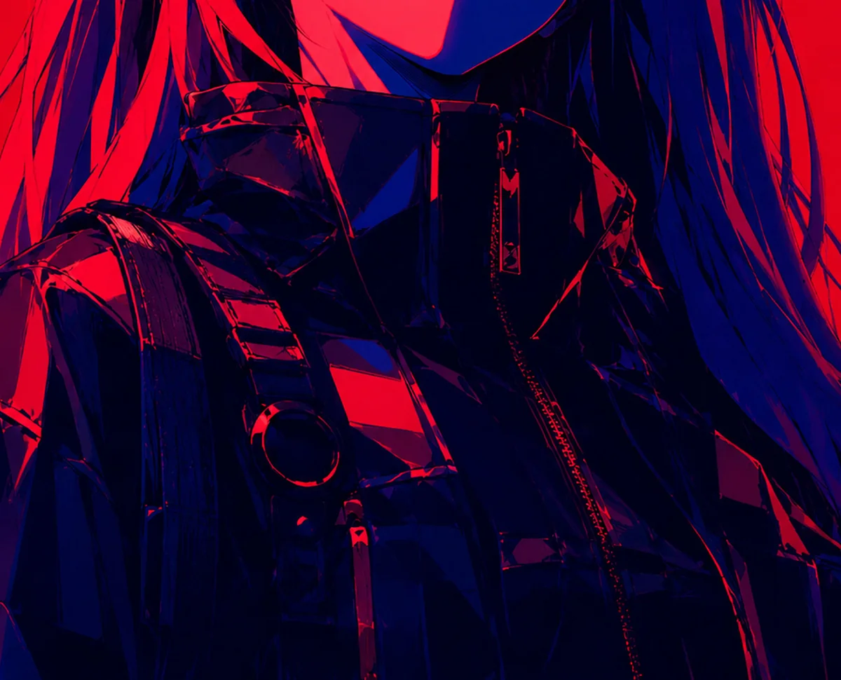 "Detailed views of the Limited Edition Cyberpunk Asuka art print, showcasing intricate digital art, futuristic neon, and a dark aesthetic."