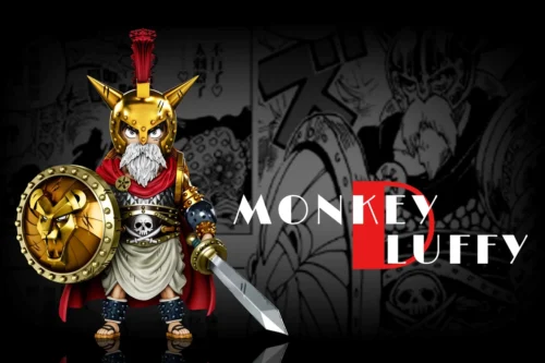 "Dynamic A+ Studio One Piece Gladiator Luffy statue in iconic Dressrosa battle pose, showcasing his powerful, action-ready stance."