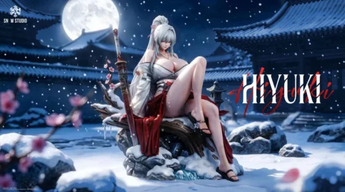 "Limited Edition Wuthering Waves Ice Witch Xiao Xue 1/6 statue. Detailed views of dynamic ice sorceress amidst swirling snow."
