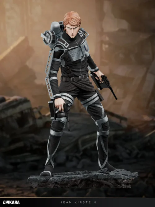 "Limited Edition 1/6 Jean Kirstein Attack on Titan statue in a dynamic pose, featuring his intense battle-ready expression and detailed rubble base."