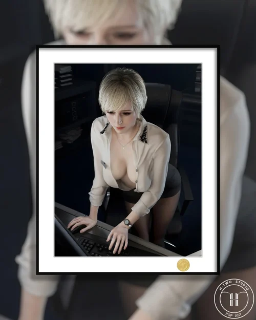 "Gritty, atmospheric main image of the limited edition Resident Evil Sherry Birkin art print by H-TWO Studio, capturing her compelling narrative."