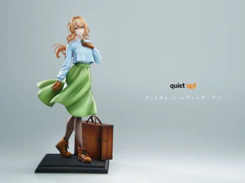 "Exquisite Limited Edition 1/6 Violet Evergarden Resin Statue, depicting elegant Violet in private attire with a parasol in a serene autumnal scene."