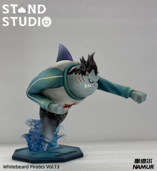 "Limited Edition One Piece Namur resin statue: dynamic action pose, powerful Fish-Man abilities, and crashing waves, shown in premium detail."